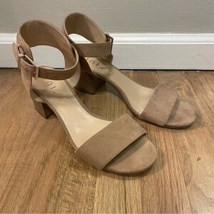 Unisa Tan Suede Block Heel Sandals